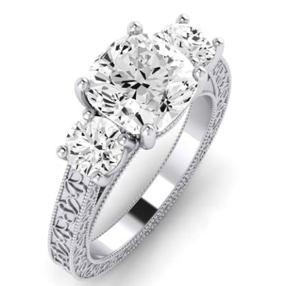 Belladonna Moissanite Matching Band Only (does Not Include Engagement Ring) For Ring With Cushion Center whitegold