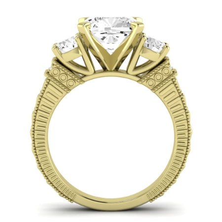 Angelonia Moissanite Matching Band Only (does Not Include Engagement Ring) For Ring With Cushion Center yellowgold