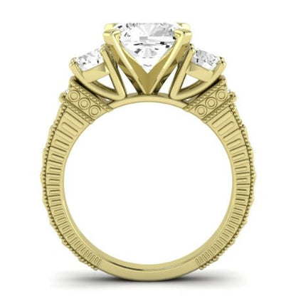 Angelonia Moissanite Matching Band Only (does Not Include Engagement Ring) For Ring With Cushion Center yellowgold
