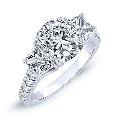 Marjoram Moissanite Matching Band Only (engagement Ring Not Included) For Ring With Cushion Center whitegold