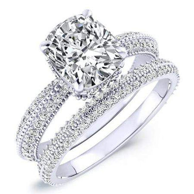 Oxalis Moissanite Matching Band Only (engagement Ring Not Included) For Ring With Cushion Center whitegold