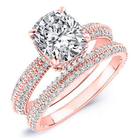 Oxalis Moissanite Matching Band Only (engagement Ring Not Included) For Ring With Cushion Center rosegold