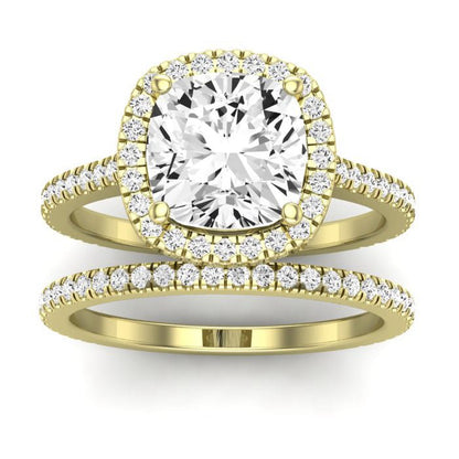 Columbine Moissanite Matching Band Only (does Not Include Engagement Ring) For Ring With Cushion Center yellowgold