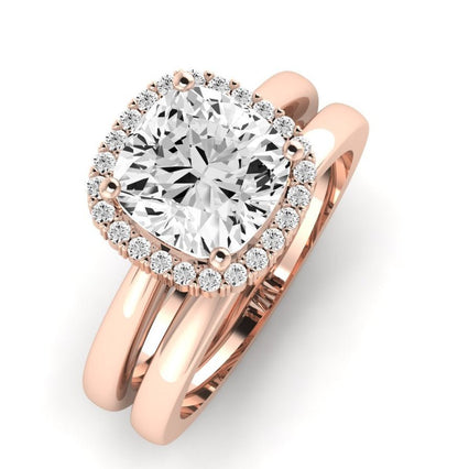 Calla Lily Moissanite Matching Band Only (does Not Include Engagement Ring) For Ring With Cushion Center rosegold