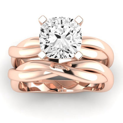 Baneberry Moissanite Matching Band Only (does Not Include Engagement Ring)  For Ring With Cushion Center rosegold