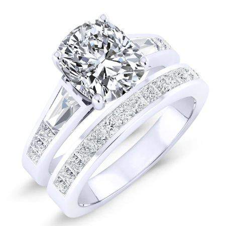 Bergamot Moissanite Matching Band Only (engagement Ring Not Included) For Ring With Cushion Center whitegold