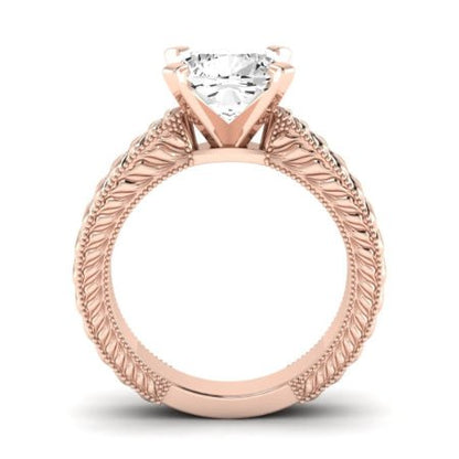 Azalea Moissanite Matching Band Only (does Not Include Engagement Ring) For Ring With Cushion Center rosegold