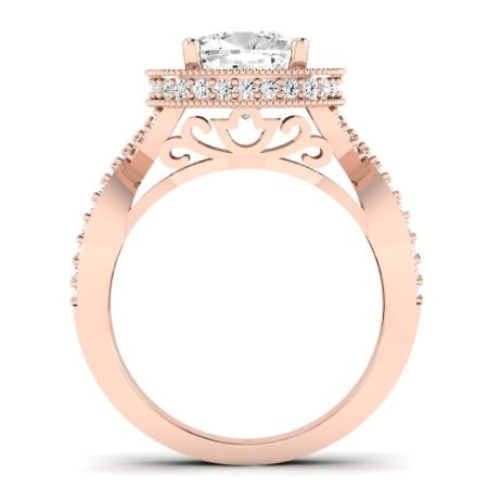 Clover Moissanite Matching Band Only ( Engagement Ring Not Included) For Ring With Cushion Center rosegold
