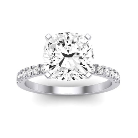 Dahlia Moissanite Matching Band Only (engagement Ring Not Included) For Ring With Cushion Center whitegold