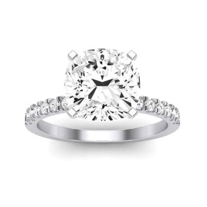 Dahlia Moissanite Matching Band Only (engagement Ring Not Included) For Ring With Cushion Center whitegold