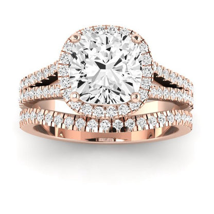 Silene Moissanite Matching Band Only ( Engagement Ring Not Included) For Ring With Cushion Center rosegold