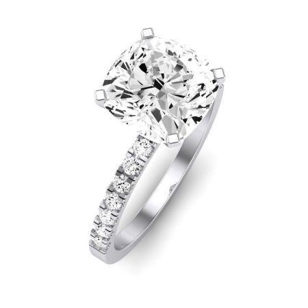 Dahlia Moissanite Matching Band Only (engagement Ring Not Included) For Ring With Cushion Center whitegold