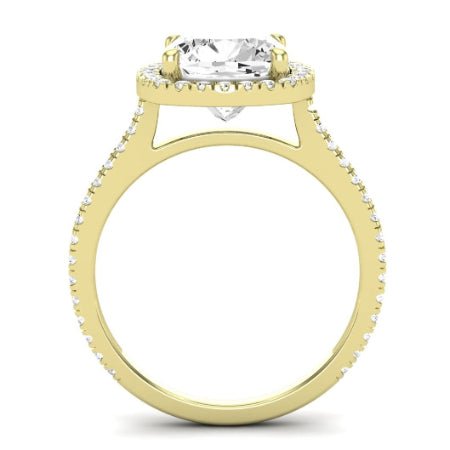Columbine Moissanite Matching Band Only (does Not Include Engagement Ring) For Ring With Cushion Center yellowgold