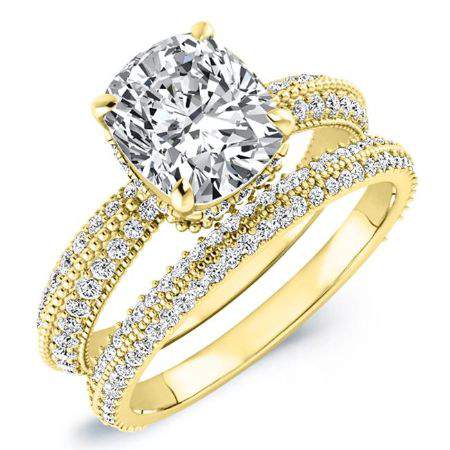 Oxalis Moissanite Matching Band Only (engagement Ring Not Included) For Ring With Cushion Center yellowgold