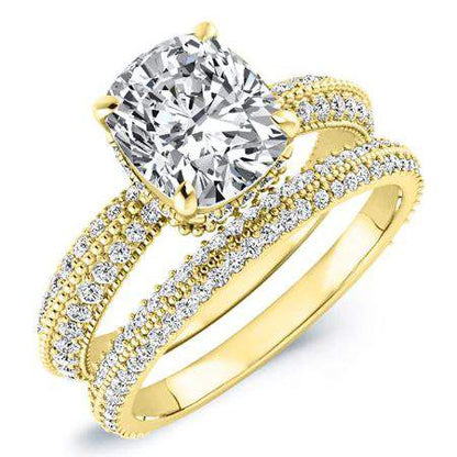 Oxalis Moissanite Matching Band Only (engagement Ring Not Included) For Ring With Cushion Center yellowgold
