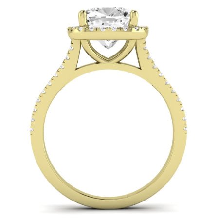 Silene Moissanite Matching Band Only ( Engagement Ring Not Included) For Ring With Cushion Center yellowgold