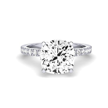 Dahlia Moissanite Matching Band Only (engagement Ring Not Included) For Ring With Cushion Center whitegold