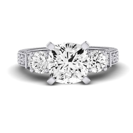 Angelonia Moissanite Matching Band Only (does Not Include Engagement Ring) For Ring With Cushion Center whitegold