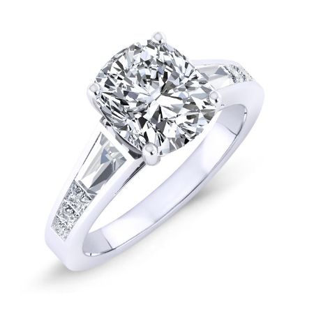 Bergamot Moissanite Matching Band Only (engagement Ring Not Included) For Ring With Cushion Center whitegold