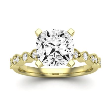 Marigold Moissanite Matching Band Only (does Not Include Engagement Ring) For Ring With Cushion Center yellowgold