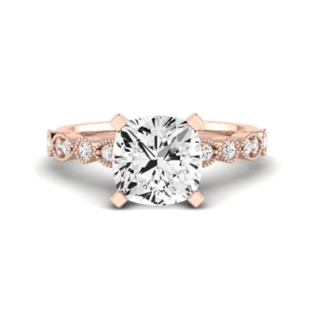 Marigold Moissanite Matching Band Only (does Not Include Engagement Ring) For Ring With Cushion Center rosegold