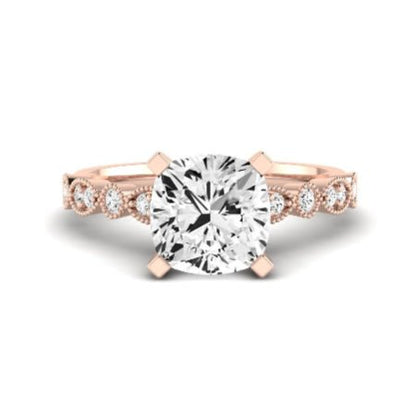 Marigold Moissanite Matching Band Only (does Not Include Engagement Ring) For Ring With Cushion Center rosegold