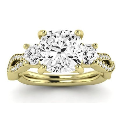 Bottlebrush Moissanite Matching Band Only (does Not Include Engagement Ring) For Ring With Cushion Center yellowgold