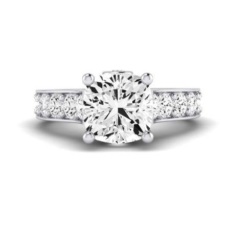 Calluna Moissanite Matching Band Only (does Not Include Engagement Ring) For Ring With Cushion Center whitegold