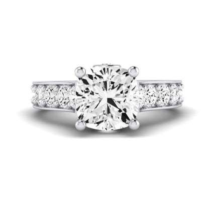 Calluna Moissanite Matching Band Only (does Not Include Engagement Ring) For Ring With Cushion Center whitegold