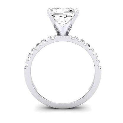 Dahlia Moissanite Matching Band Only (engagement Ring Not Included) For Ring With Cushion Center whitegold