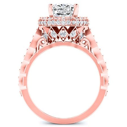 Rosanna Moissanite Matching Band Only (engagement Ring Not Included) For Ring With Cushion Center rosegold
