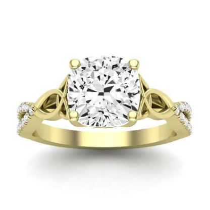 Pavonia Moissanite Matching Band Only (does Not Include Engagement Ring)  For Ring With Cushion Center yellowgold