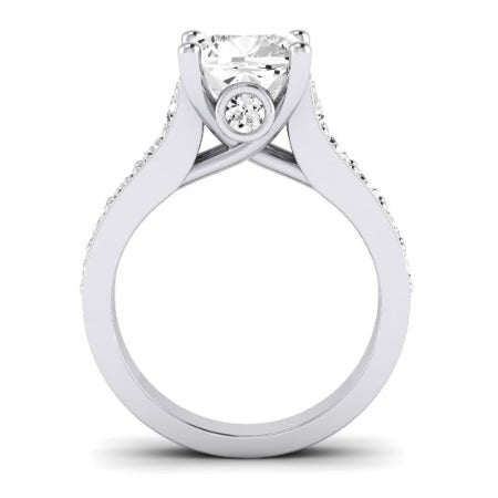 Calluna Moissanite Matching Band Only (does Not Include Engagement Ring) For Ring With Cushion Center whitegold