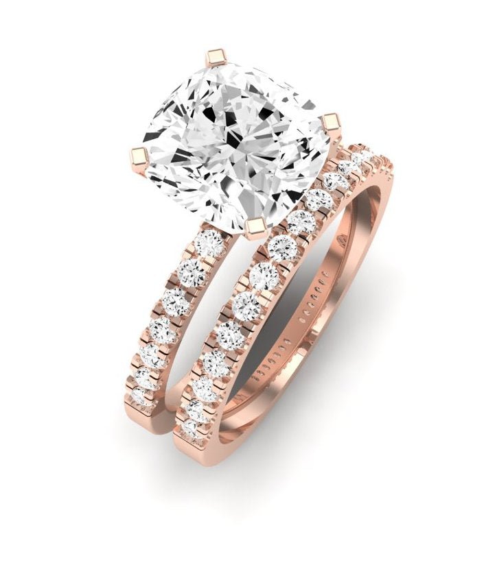 Dahlia Moissanite Matching Band Only (engagement Ring Not Included) For Ring With Cushion Center rosegold