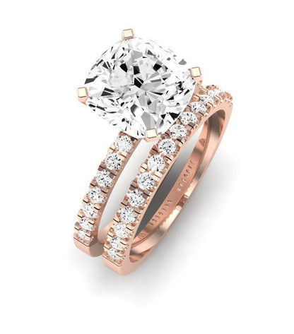 Dahlia Moissanite Matching Band Only (engagement Ring Not Included) For Ring With Cushion Center rosegold