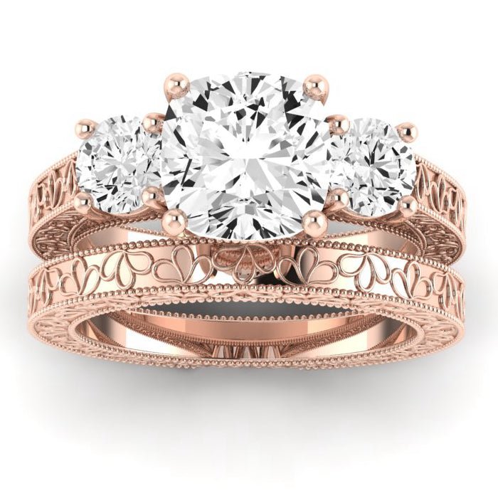 Belladonna Moissanite Matching Band Only (does Not Include Engagement Ring) For Ring With Cushion Center rosegold