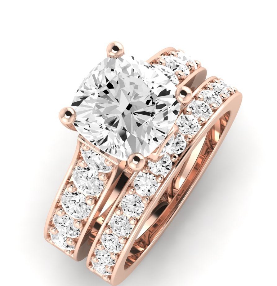 Calluna Moissanite Matching Band Only (does Not Include Engagement Ring) For Ring With Cushion Center rosegold
