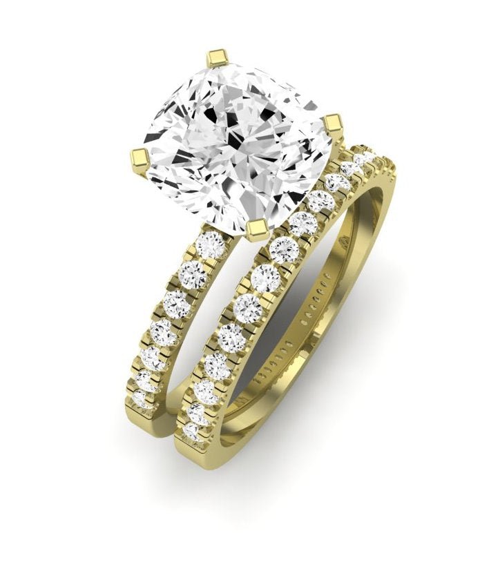 Dahlia Moissanite Matching Band Only (engagement Ring Not Included) For Ring With Cushion Center yellowgold