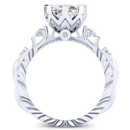 Oleana Moissanite Matching Band Only (engagement Ring Not Included) For Ring With Cushion Center whitegold