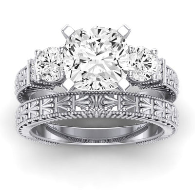 Angelonia Moissanite Matching Band Only (does Not Include Engagement Ring) For Ring With Cushion Center whitegold