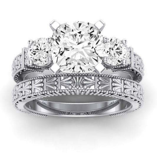 Angelonia Moissanite Matching Band Only (does Not Include Engagement Ring) For Ring With Cushion Center whitegold
