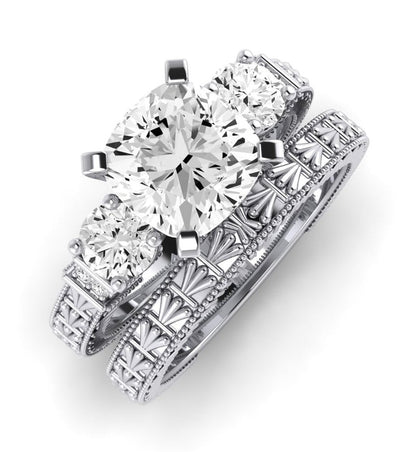 Angelonia Moissanite Matching Band Only (does Not Include Engagement Ring) For Ring With Cushion Center whitegold
