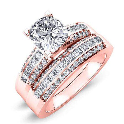 Crocus Moissanite Matching Band Only (engagement Ring Not Included) For Ring With Cushion Center rosegold