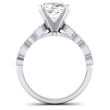 Marigold Moissanite Matching Band Only (does Not Include Engagement Ring) For Ring With Cushion Center whitegold