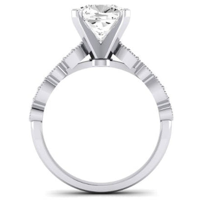 Marigold Moissanite Matching Band Only (does Not Include Engagement Ring) For Ring With Cushion Center whitegold