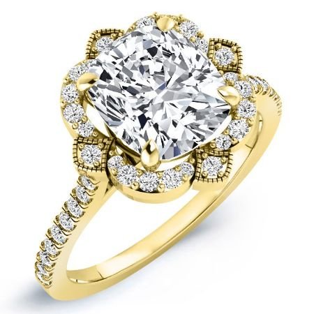 Rockrose Moissanite Matching Band Only (engagement Ring Not Included) For Ring With Cushion Center yellowgold
