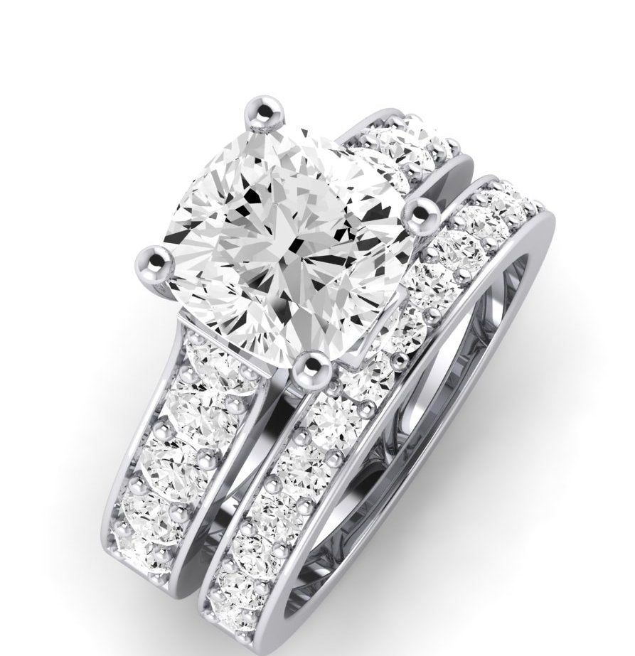Calluna Moissanite Matching Band Only (does Not Include Engagement Ring) For Ring With Cushion Center whitegold