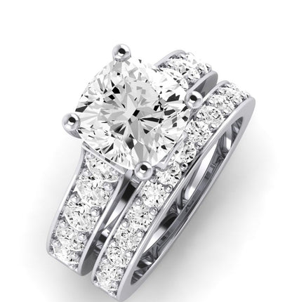 Calluna Moissanite Matching Band Only (does Not Include Engagement Ring) For Ring With Cushion Center whitegold