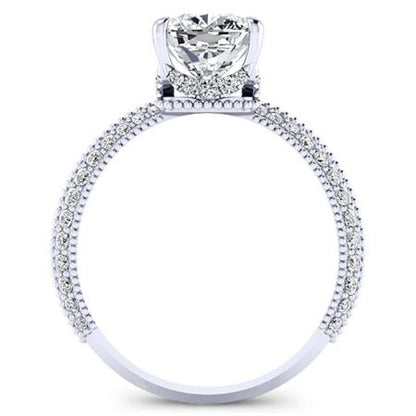 Oxalis Moissanite Matching Band Only (engagement Ring Not Included) For Ring With Cushion Center whitegold