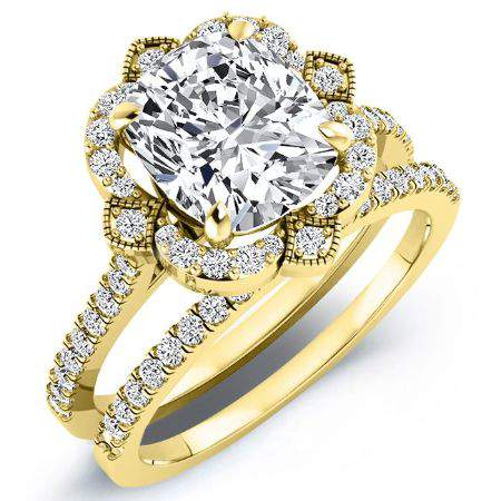 Rockrose Moissanite Matching Band Only (engagement Ring Not Included) For Ring With Cushion Center yellowgold